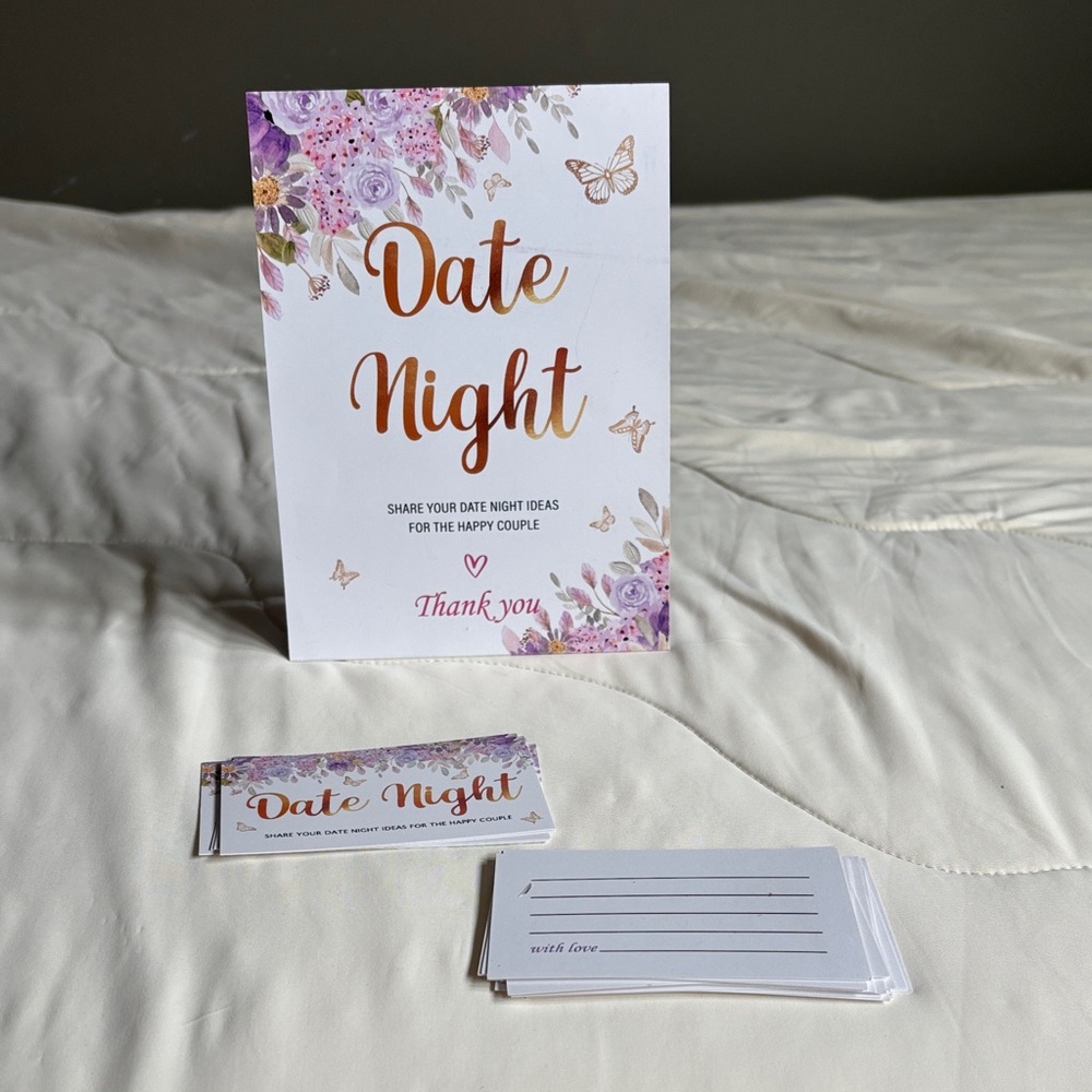 Floral Butterfly Date Night Cards for Couples Bridal Shower